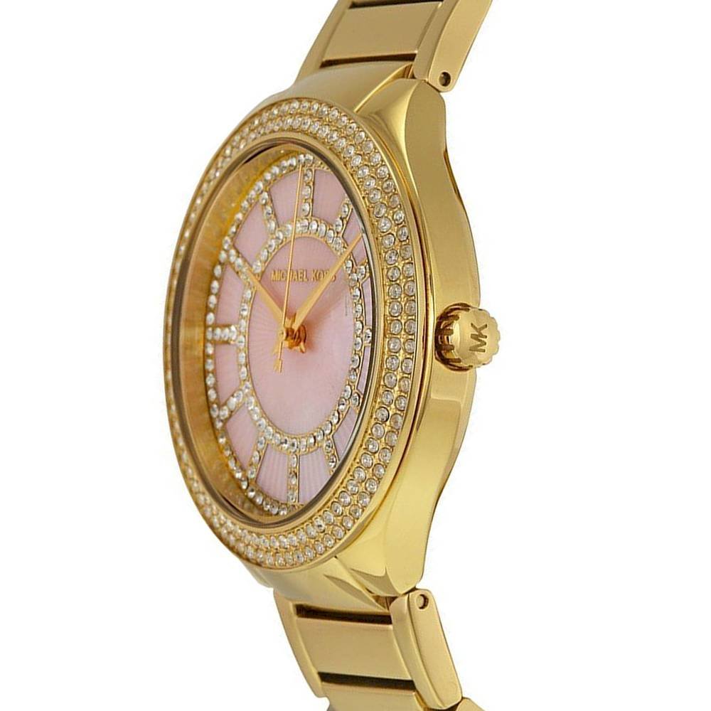 Michael Kors Kerry Mother of Pearl Dial Gold Steel Strap Watch for Women - MK3396