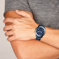 Fossil Grant Chronograph Blue Dial Blue Steel Strap Watch for Men - FS5230