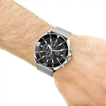 Hugo Boss Ocean Edition Chronograph Black Dial Silver Mesh Bracelet Watch for Men - 1513701