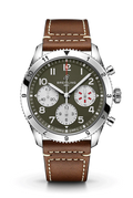 Breitling Avi Chronograph 42 Curtiss Warhawk Green Dial Brown Leather Strap Watch for Men - A233802A1L1X1