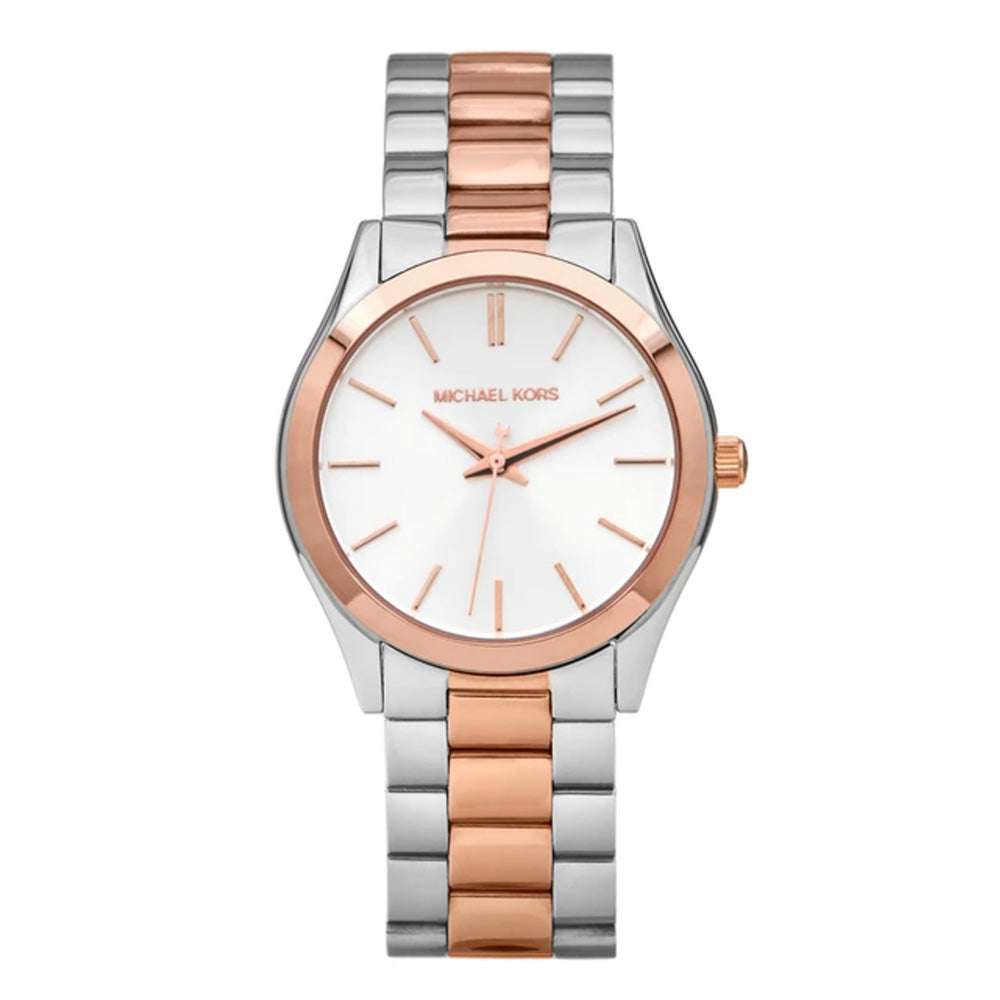 Michael Kors Runway White Dial Two Tone Stainless Steel Strp Watch for Women - MK3204A