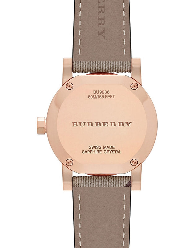 Burberry The City Pink Dial Brown Leather Strap Watch for Women - BU9236