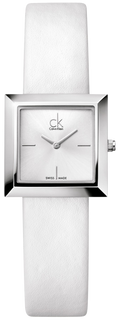 Calvin Klein Mark Silver Dial White Leather Strap Watch for Women - K3R231L6