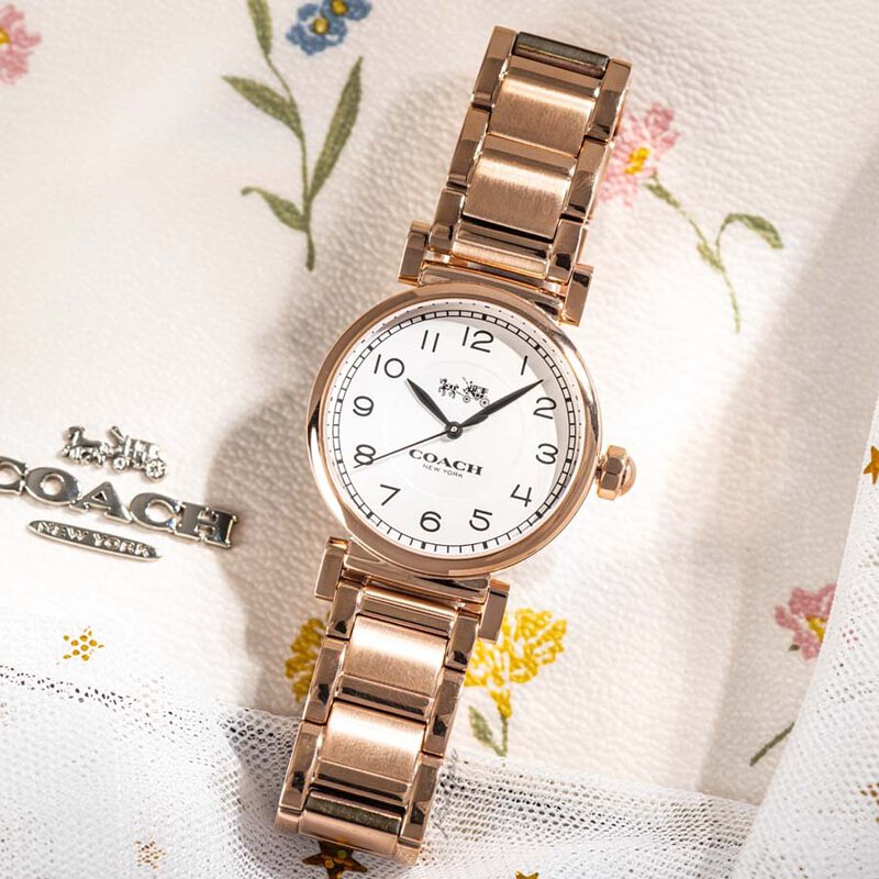 Coach Madison White Dial Rose Gold Steel Strap Watch for Women - 14502395