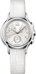 Calvin Klein Skirt White Dial White Leather Strap Watch for Women - K2U291L6