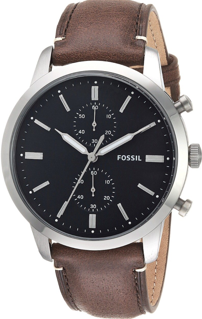 Fossil Townsman Chronograph Black Dial Brown Leather Strap Watch for Men  - FS5280