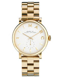 Marc Jacobs Baker White Dial Gold Stainless Steel Strap Watch for Women - MBM3243