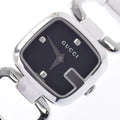 Gucci G Diamond Quartz Black Dial Silver Steel Strap Watch For Women - YA125509