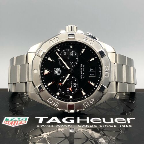 Tag Heuer Aquaracer Quartz Black Dial Silver Steel Strap Watch for Men - WAY111Z.BA0928