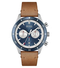 Hugo Boss Santiago Chronograph Blue Dial Brown Leather Strap Watch for Men - 1513860