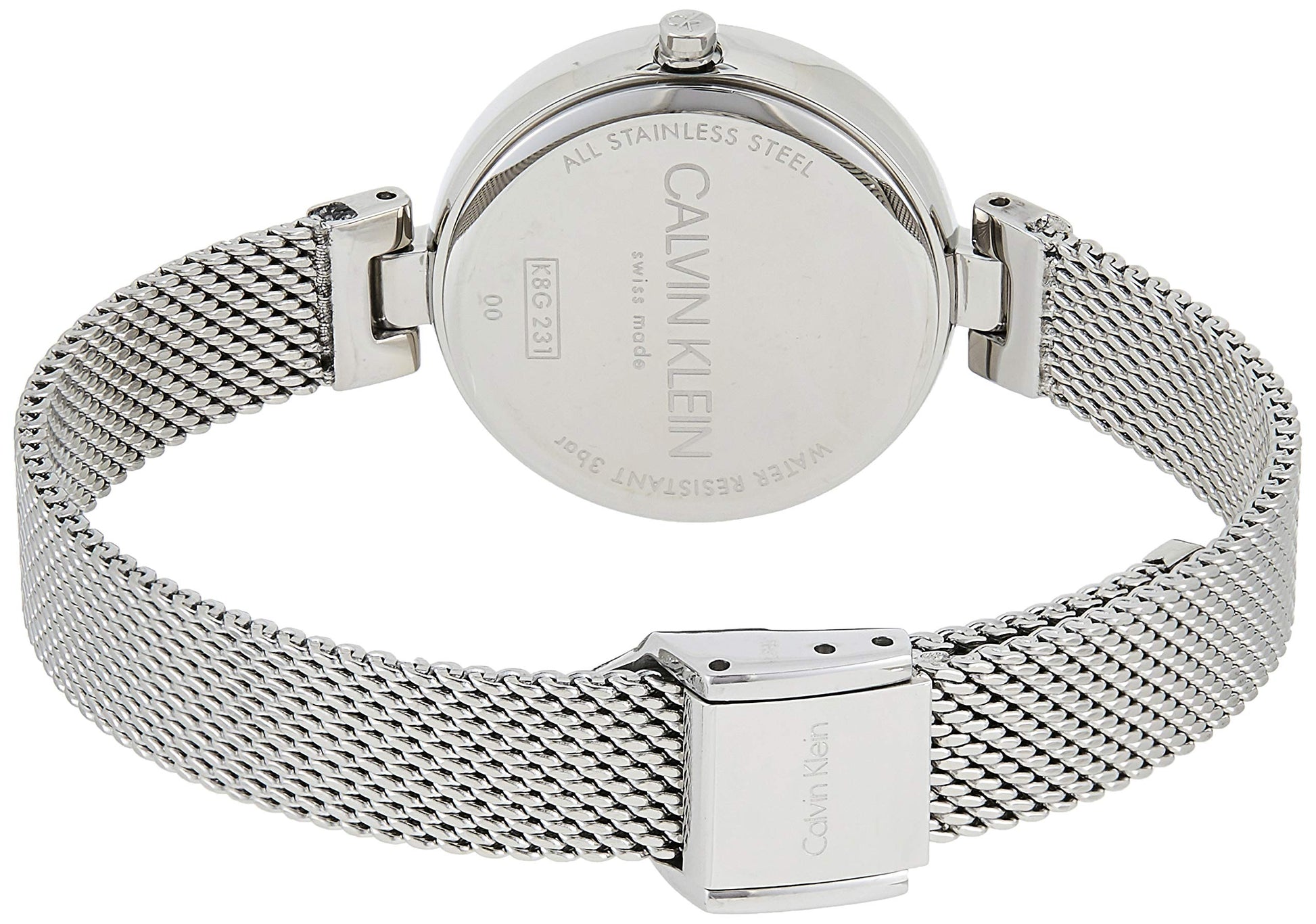 Calvin Klein Authentic White Dial Silver Mesh Bracelet Watch for Women - K8G23126