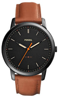 Fossil The Minimalist Black Dial Brown Leather Strap Watch for Men - FS5305