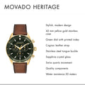 Movado Heritage 42mm Chronograph Green Dial Watch For Men - 3650062