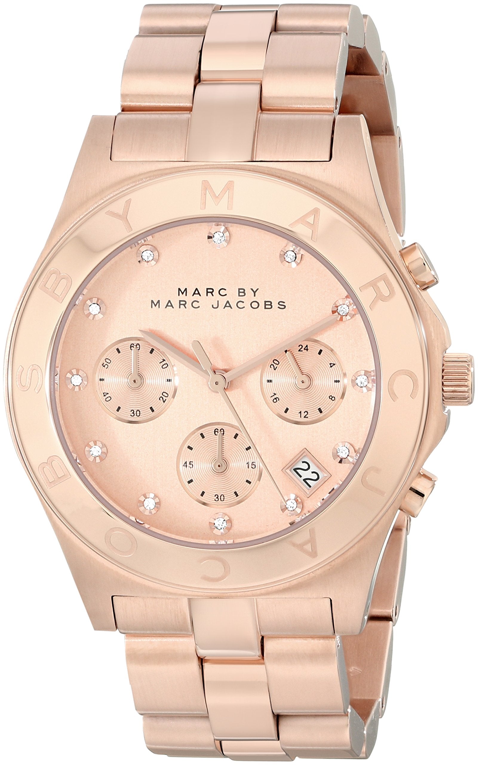 Marc Jacobs Blade Pink Dial Rose Gold Stainless Steel Strap Watch for Women - MBM3102