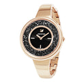 Swarovski Crystalline Pure Black Dial Rose Gold Steel Strap Watch for Women - 5295334