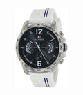 Tommy Hilfiger Multi Function Quartz Black Dial White Rubber Strap Watch for Men - 1791475