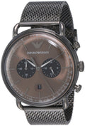 Emporio Armani Aviator Brown Dial Grey Mesh Bracelet Watch For Men - AR11141