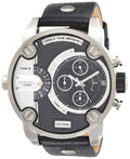 Diesel Little Daddy Black Dial Black Leather Strap Watch For Men - DZ7256