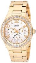 Guess Luna Diamonds White Dial Gold Steel Strap Watch for Women - W0729L2