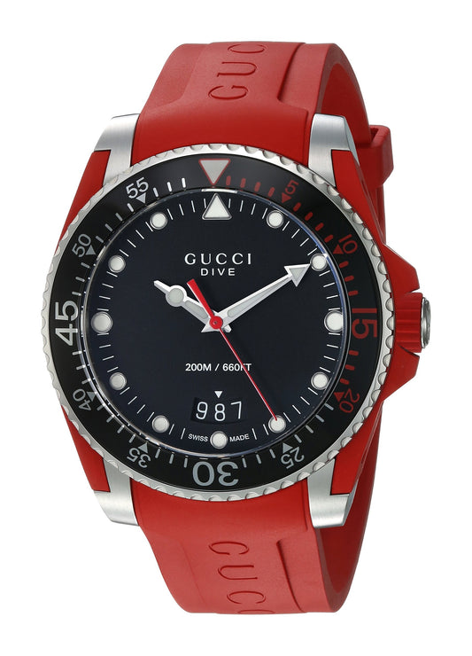 Gucci Dive Quartz Red Rubber Watch For Men - YA136309
