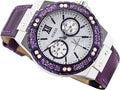 Guess Limelight Quartz Silver Dial Purple Leather Strap Watch For Women - W0775L6