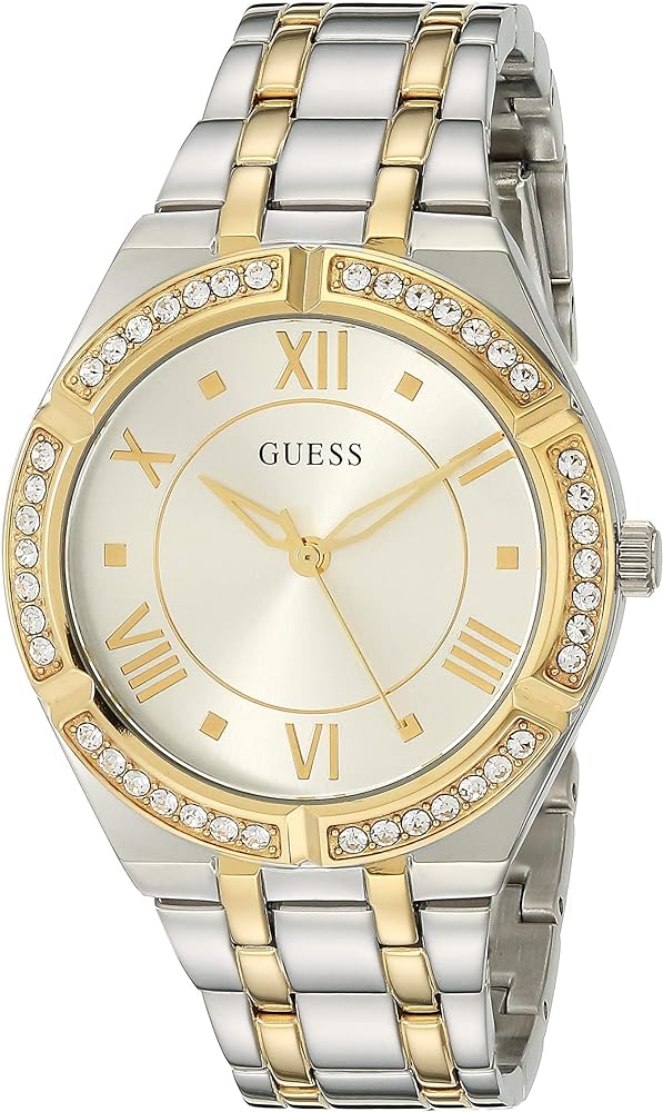 Guess Cosmo Diamonds Silver Dial Two Tone Steel Strap Watch for Women - GW0033L4