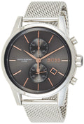 Hugo Boss Jet Chronograph Grey Dial Silver Mesh Bracelet Watch for Men - 1513440