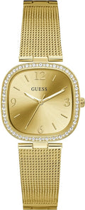 Guess Tapestry Diamonds Gold Dial Gold Mesh Bracelet Watch for Women - GW0354L2