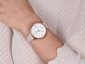 Fossil Jacqueline White Dial Pink Leather Strap Watch for Women - ES3988