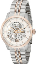 Fossil Townsman Skeleton Automatic White Dial Two Tone Steel Strap Watch for Men - ME3075