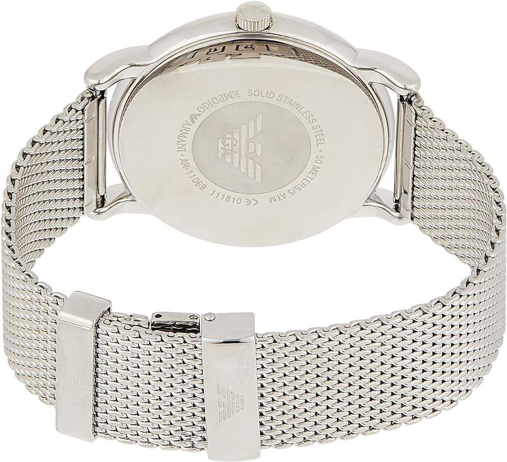 Emporio Armani Luigi Quartz Grey Dial Silver Mesh Bracelet Watch For Men - AR11069