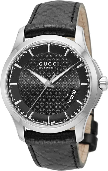 Gucci G Timeless Quartz Black Dial Black Leather Strap Watch for Men - YA126413