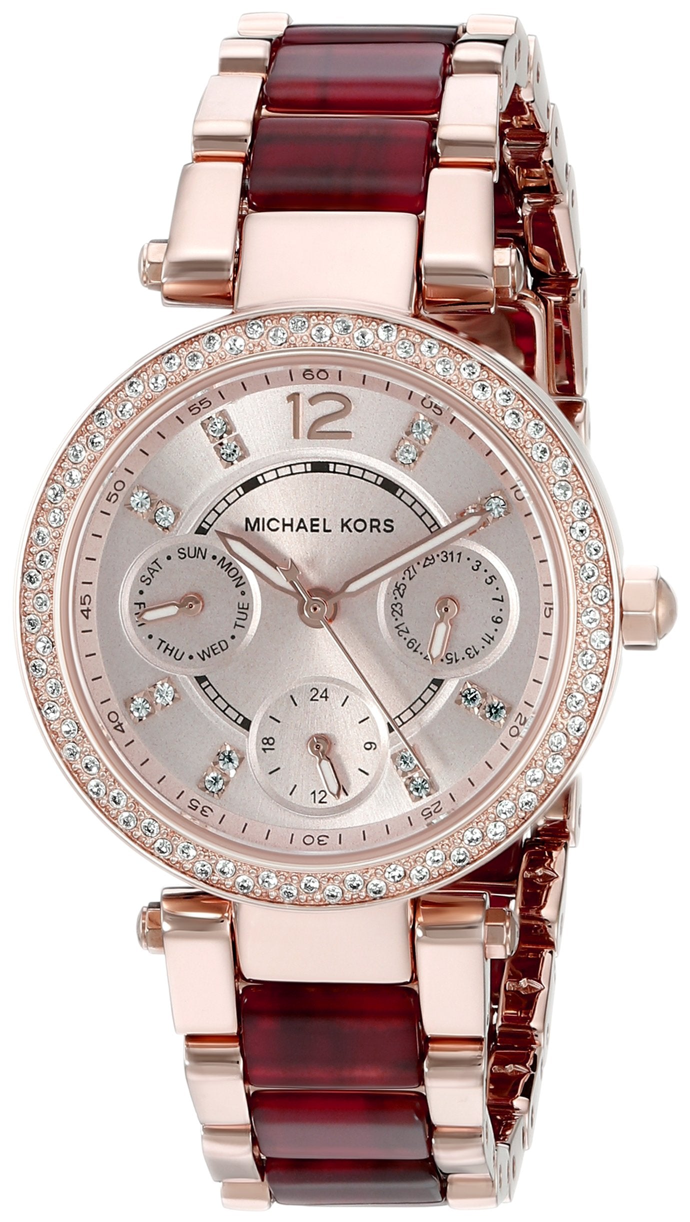 Michael Kors Parker Rose Gold Dial Two Tone Steel Strap Watch for Women - MK6239