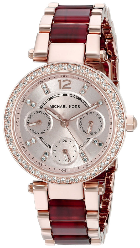 Michael Kors Parker Rose Gold Dial Two Tone Steel Strap Watch for Women - MK6239