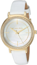 Michael Kors Cinthia Mother of Pearl Dial White Leather Strap Watch for Women - MK2662