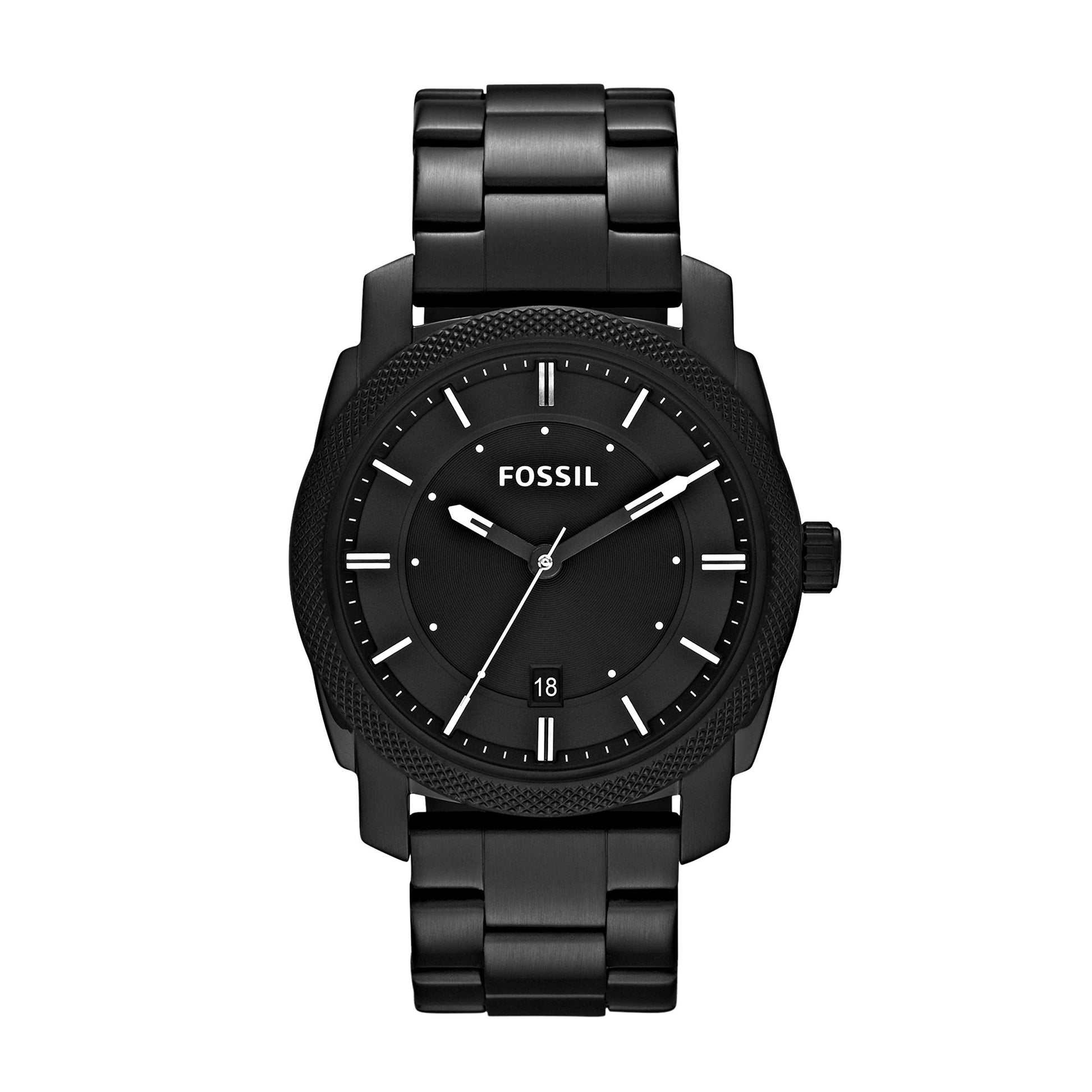 Fossil Machine Black Dial Black Steel Strap Watch for Men - FS4775