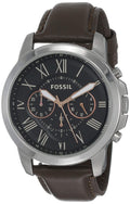 Fossil Grant Chronograph Black Dial Brown Leather Strap Watch for Men - FS4813