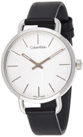 Calvin Klein Even Silver Black Leather Strap Watch for Women - K7B231C6