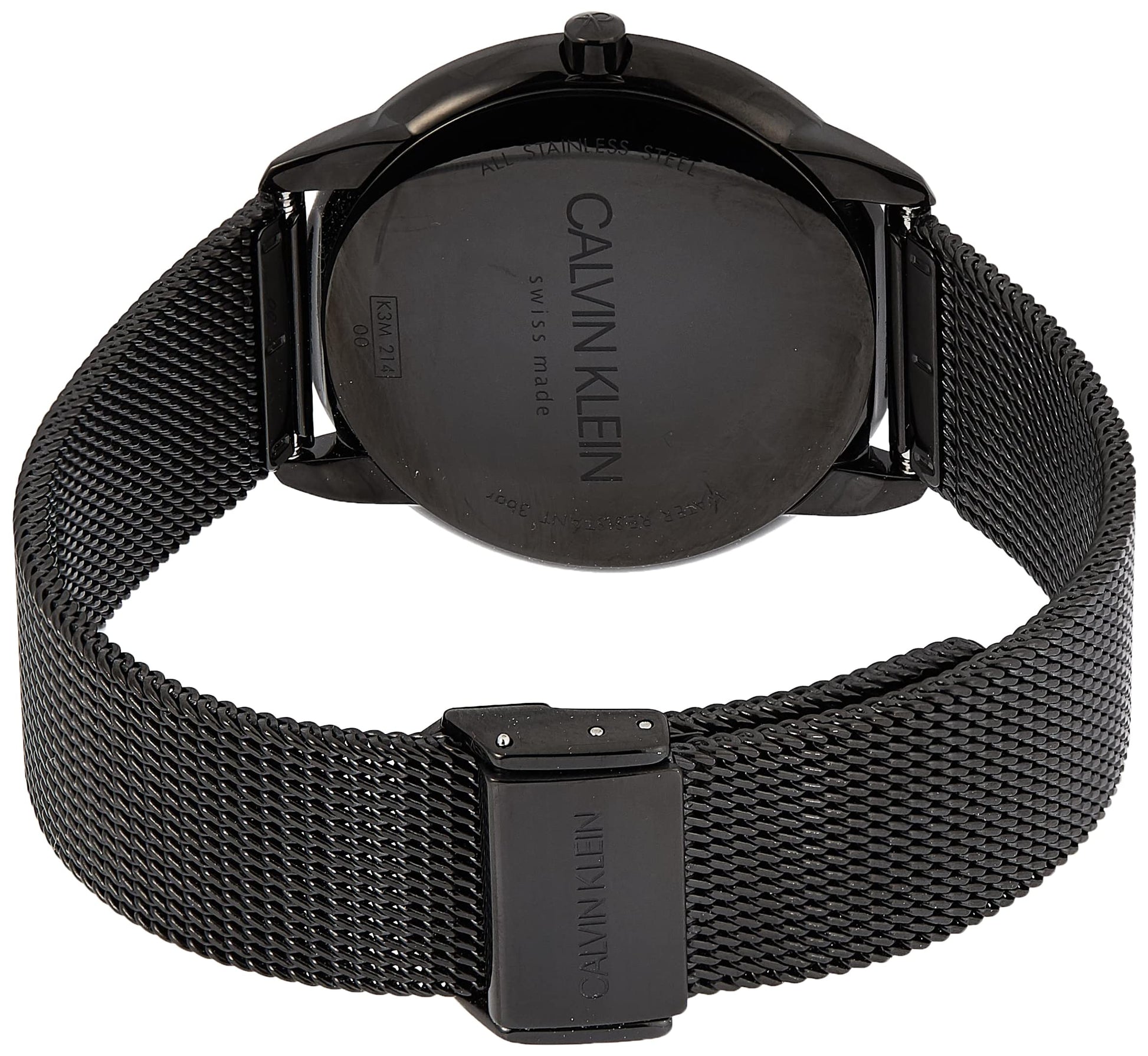 Calvin Klein Minimal Black Dial Black Mesh Bracelet Watch for Men - K3M214X1