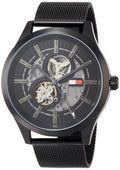 Tommy Hilfiger Spencer Skeleton Black Dial Black Mesh Bracelet Watch for Men - 1791644