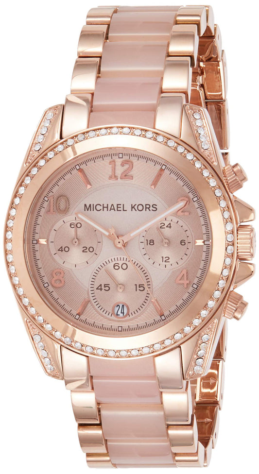 Michael Kors Blair Chronograph Rose Gold Dial Two Tone Steel Strap Watch for Women - MK5943