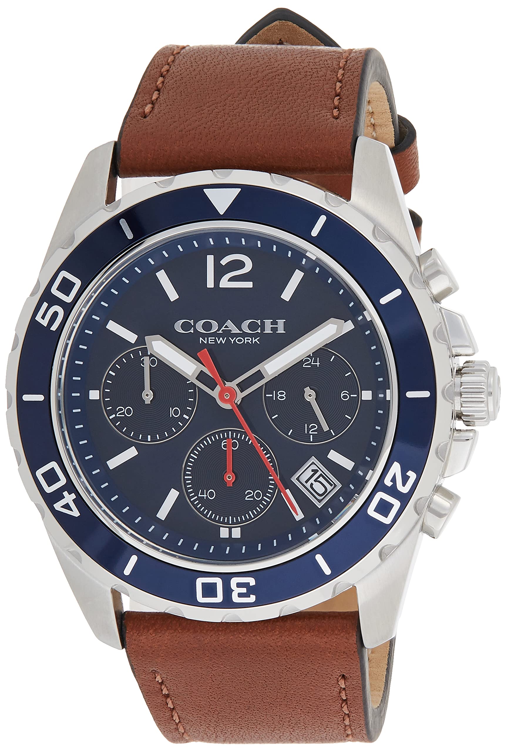 Coach Kent Blue Dial Brown Leather Strap Watch for Men - 14602560