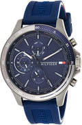 Tommy Hilfiger Bank Blue Dial Blue Rubber Strap Watch for Men - 1791721