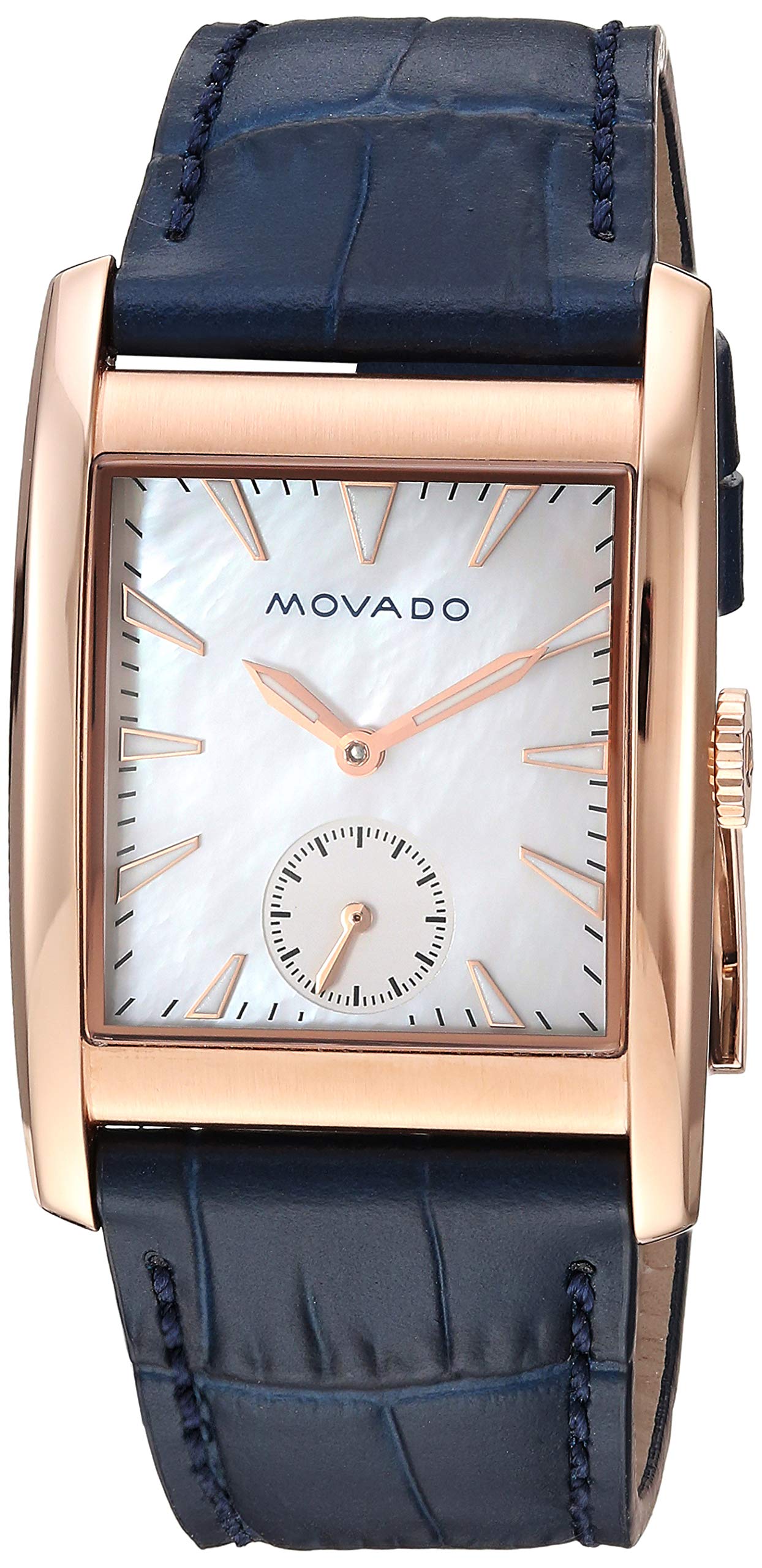 Movado Heritage White Mother of Pearl Dial Blue Leather Strap Watch For Women - 3650052