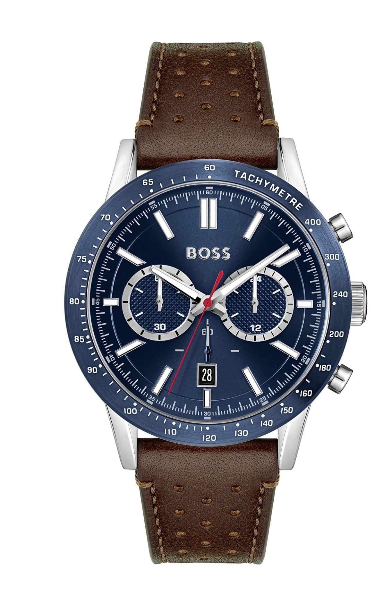 Hugo Boss Allure Blue Dial Brown Leather Strap Watch for Men - 1513921