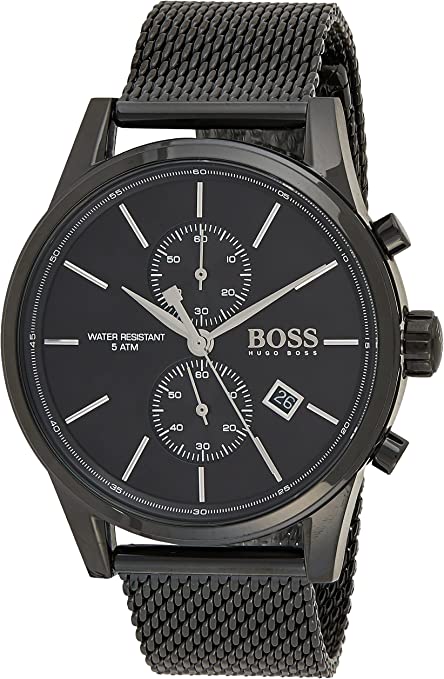 Hugo Boss Associate Black Dial Black Mesh Bracelet Watch for Men - 1513769