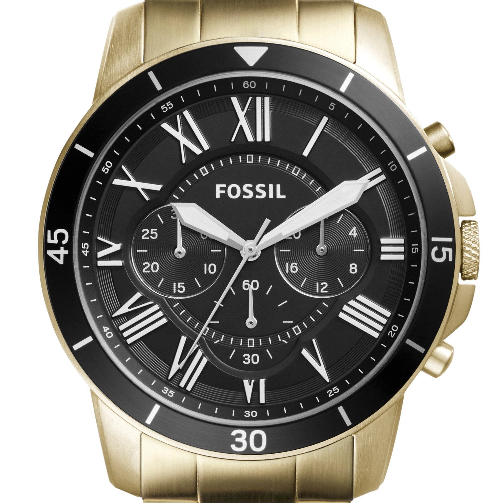 Fossil Inscription Automatic Black Dial Gold Steel Strap Watch for Men - FS5267