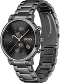 Hugo Boss Integrity Chronograph Black Dial Black Steel Strap Watch for Men - 1513780