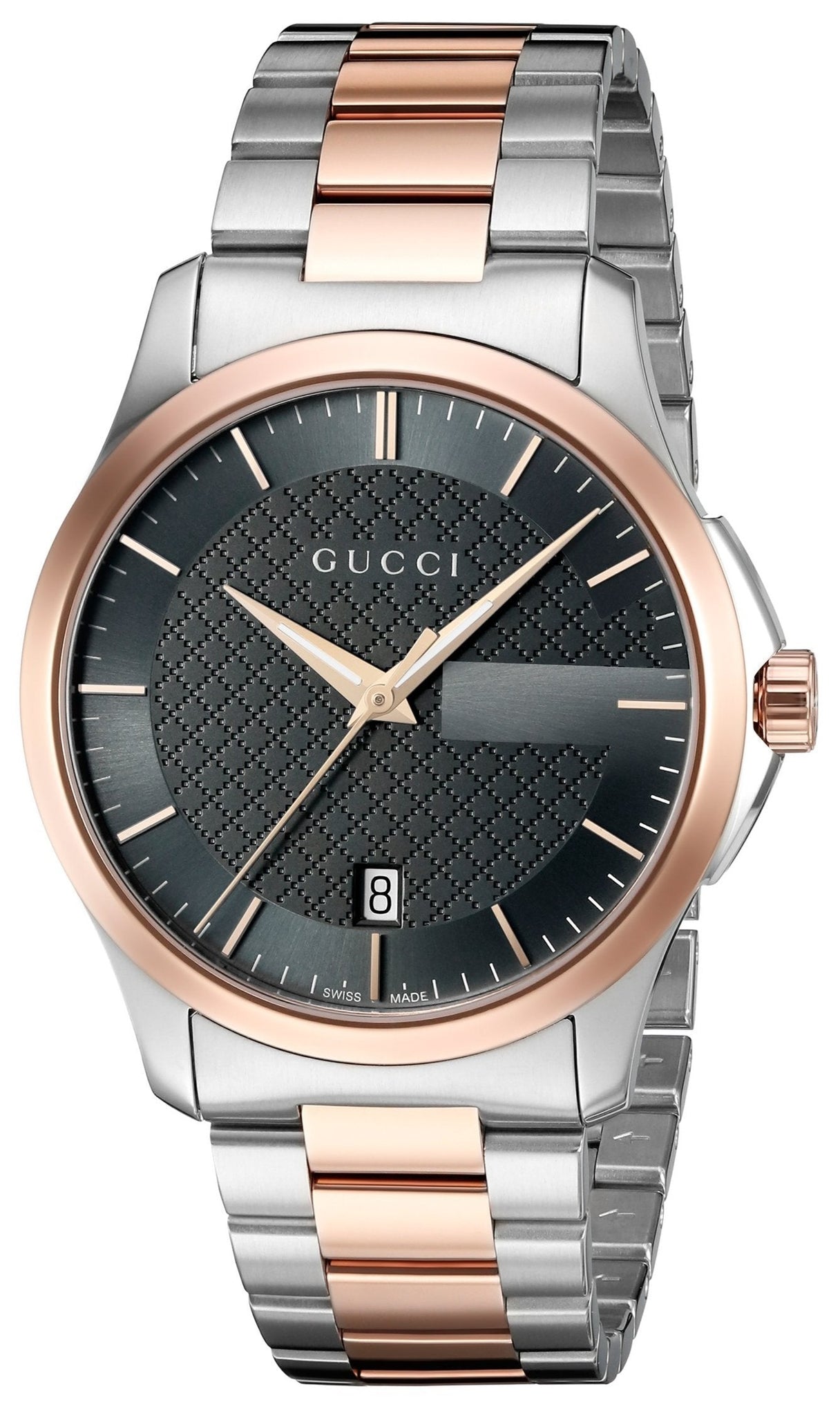 Gucci G Timeless Quartz Grey Dial Two Tone Steel Strap Watch For Men - YA126446