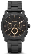 Fossil Machine Chronograph Black Dial Black Steel Strap Watch for Men - FS4682